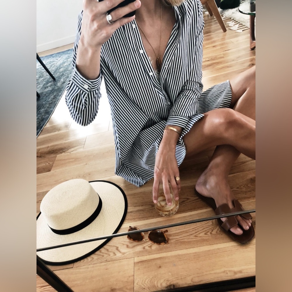 BB Dakota Navy and White Striped Shirt Dress - Picture 6 of 6